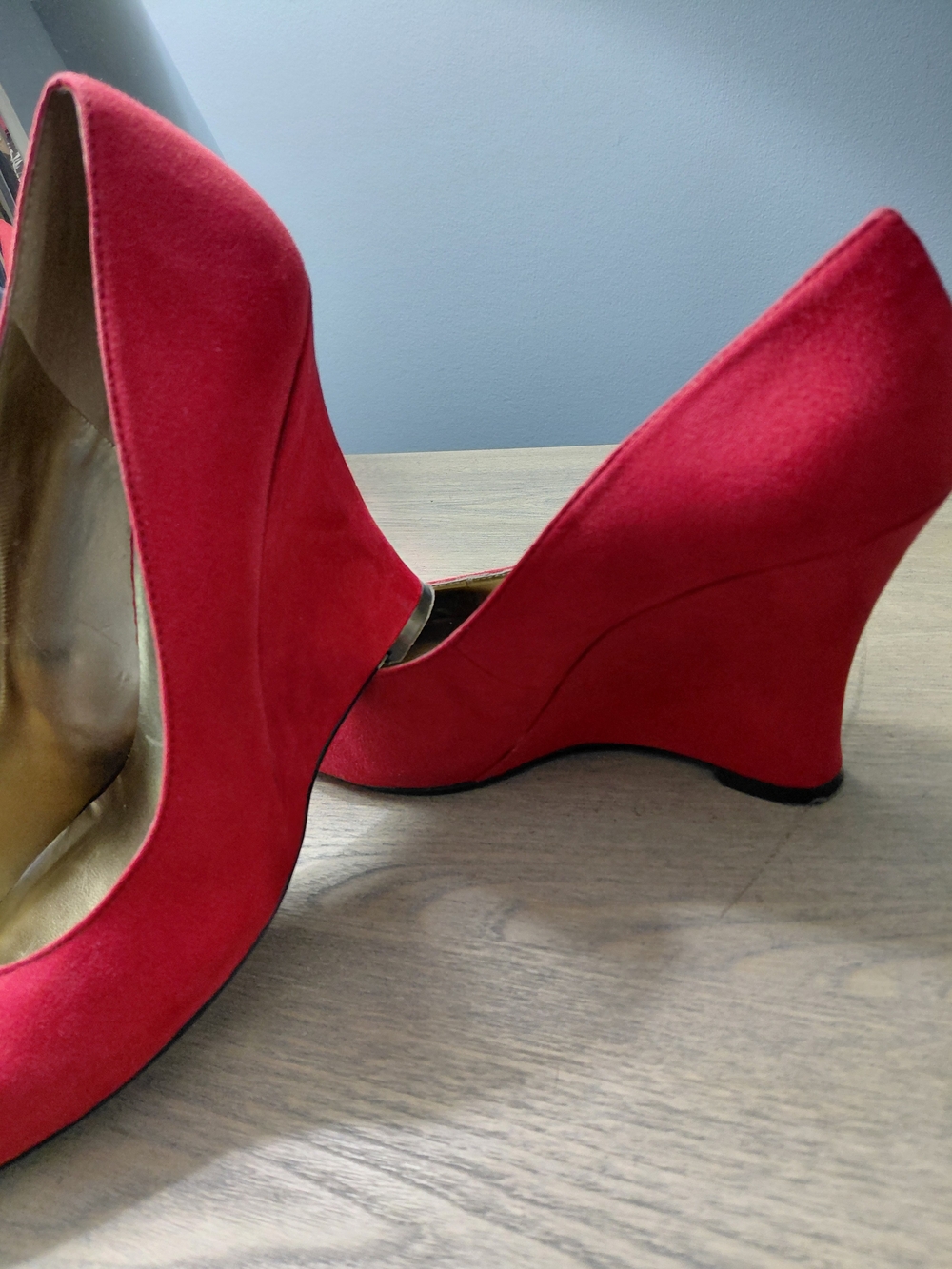 Nine West Red Suede Wedge Heels